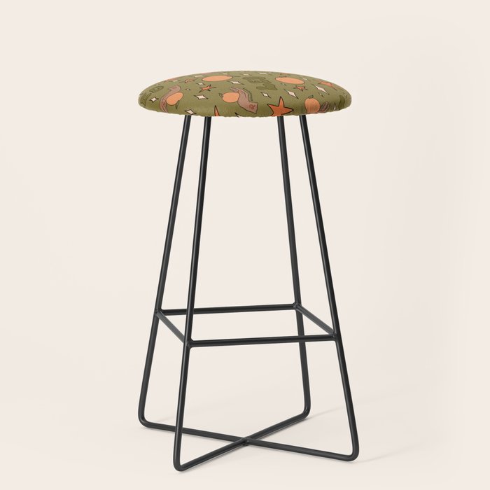 Leo Grapefruit Print Stool Gallery Image 1