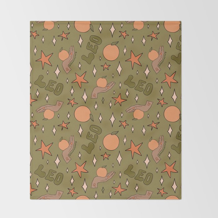 Leo Grapefruit Print Throw Blanket Gallery Image 2