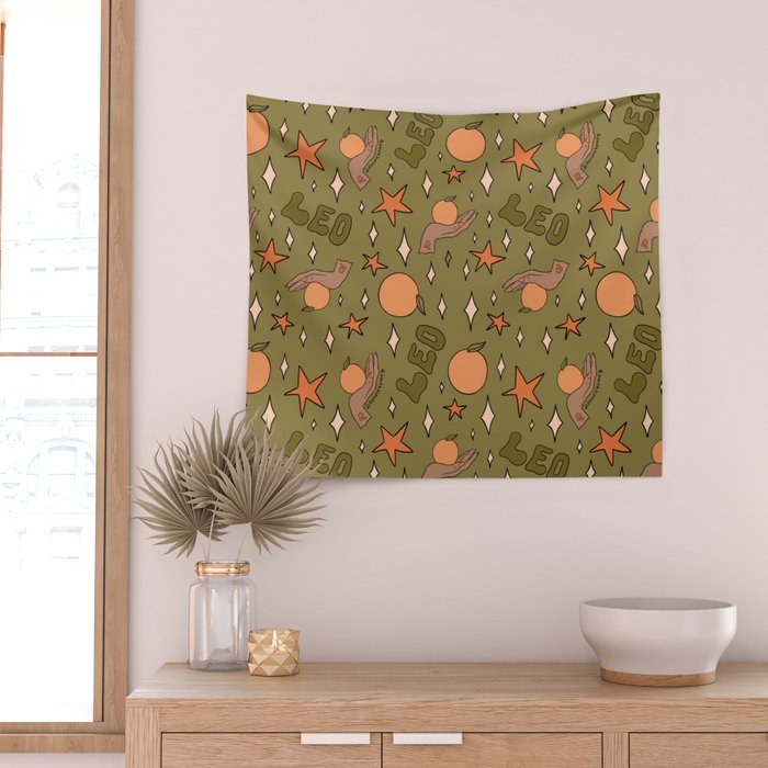 Leo Grapefruit Print Wall Tapestry Gallery Image 2