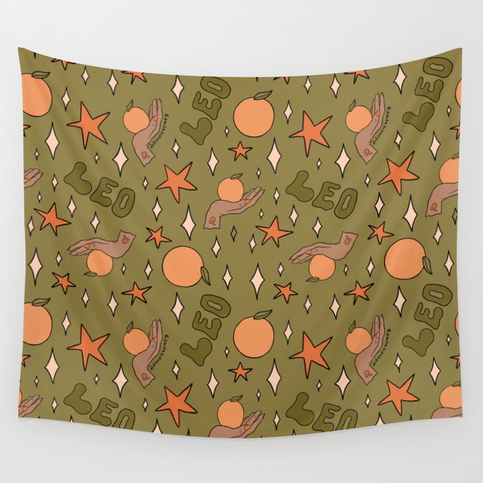Leo Grapefruit Print Wall Tapestry Gallery Image 4