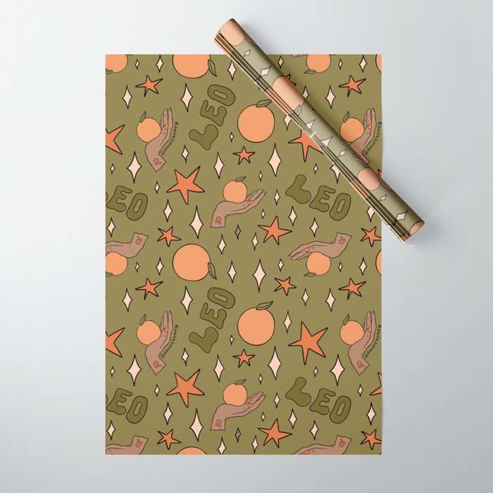 Leo Grapefruit Print Wrapping Paper Gallery Image 1