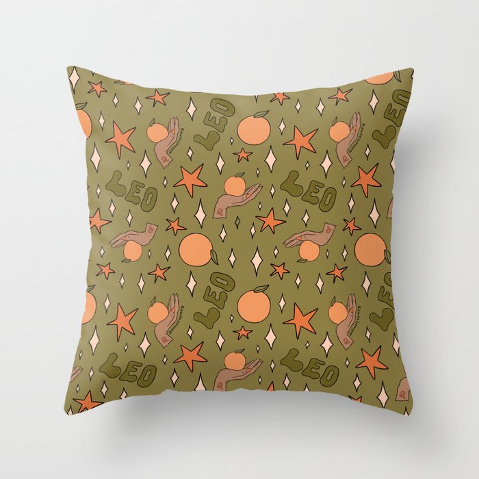 Leo Grapefruit Print Throw Pillow Gallery Image 6