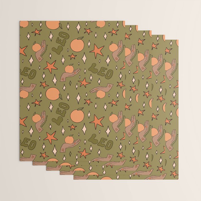 Leo Grapefruit Print Wrapping Paper Gallery Image 3
