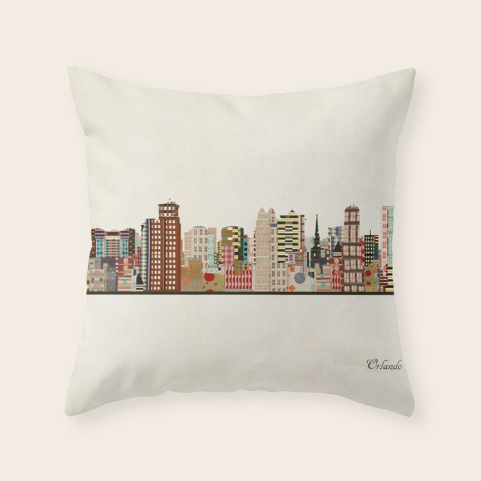 orlando skyline Throw Pillow Gallery Image 6