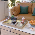 Vintage Japanese Floral Gold Leaf Screen With Wisteria and Peonies Serving Tray Gallery Image 2