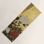 Vintage Japanese Floral Gold Leaf Screen With Wisteria and Peonies Yoga Mat Gallery Image 1