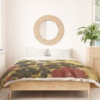Vintage Japanese Floral Gold Leaf Screen With Wisteria and Peonies Duvet Cover Gallery Image 3
