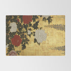 Vintage Japanese Floral Gold Leaf Screen With Wisteria and Peonies Rug Gallery Image 2