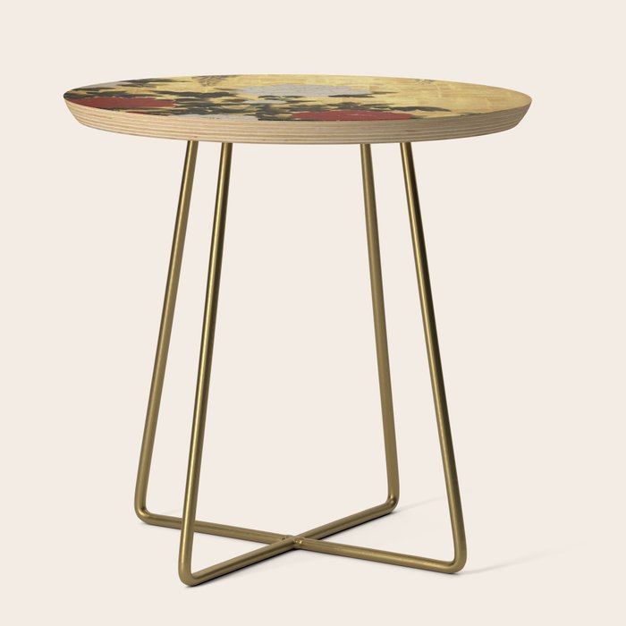 Vintage Japanese Floral Gold Leaf Screen With Wisteria and Peonies Side Table Gallery Image 1
