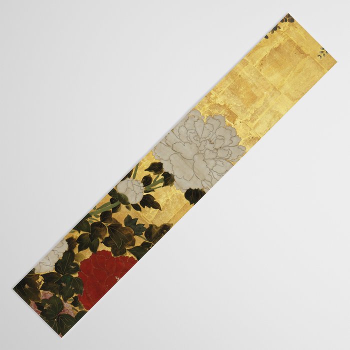 Vintage Japanese Floral Gold Leaf Screen With Wisteria and Peonies Table Runner Gallery Image 3