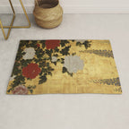 Vintage Japanese Floral Gold Leaf Screen With Wisteria and Peonies Rug Gallery Image 1