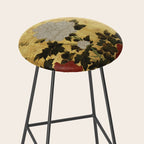 Vintage Japanese Floral Gold Leaf Screen With Wisteria and Peonies Stool Gallery Image 2