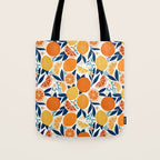 Citrus Fruits - Blue and Orange Tote Bag Gallery Image 1