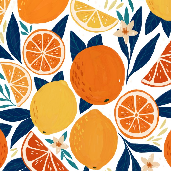 Citrus Fruits - Blue and Orange Coffee Mug Gallery Image 2