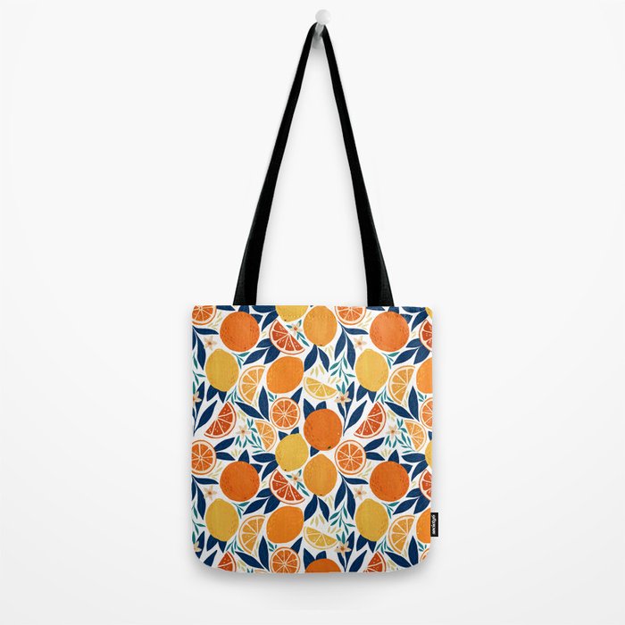 Citrus Fruits - Blue and Orange Tote Bag Gallery Image 2