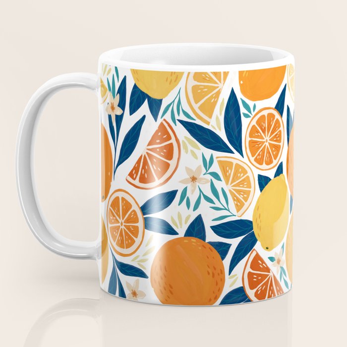 Citrus Fruits - Blue and Orange Coffee Mug Gallery Image 3