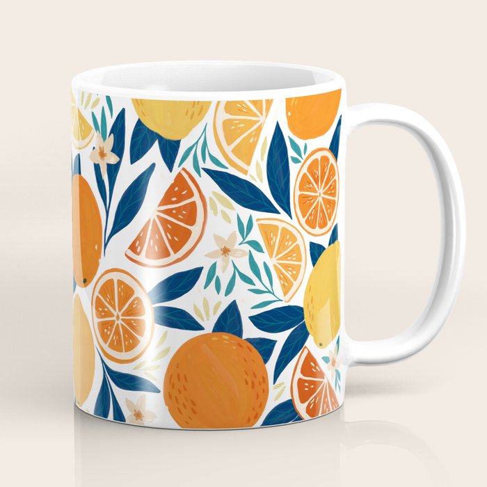 Citrus Fruits - Blue and Orange Coffee Mug Gallery Image 1