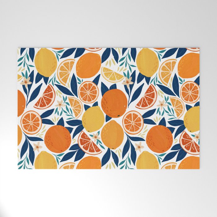 Citrus Fruits - Blue and Orange Welcome Mat Gallery Image 1