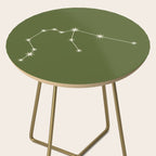 Aquarius Zodiac Star Constellation Line Art Olive Green Side Table Gallery Image 2