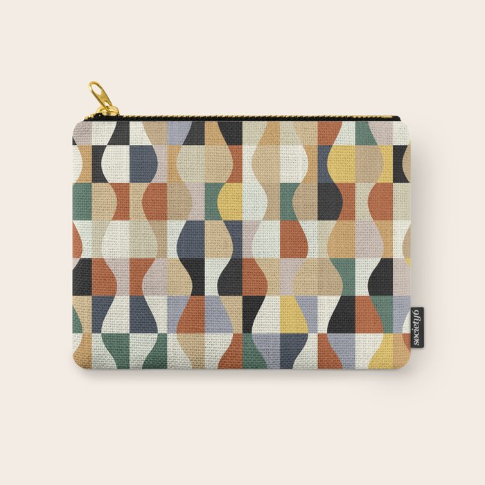 Retro Neutral Wavy Checker Carry All Pouch Gallery Image 1