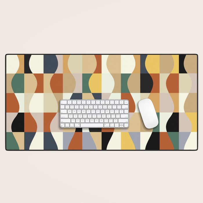 Retro Neutral Wavy Checker Desk Mat Gallery Image 1