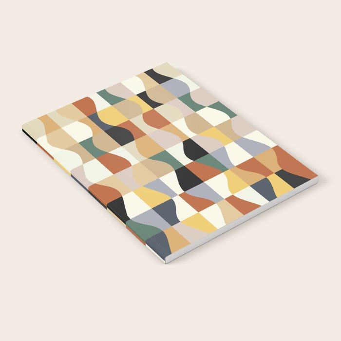 Retro Neutral Wavy Checker Notebook Gallery Image 2