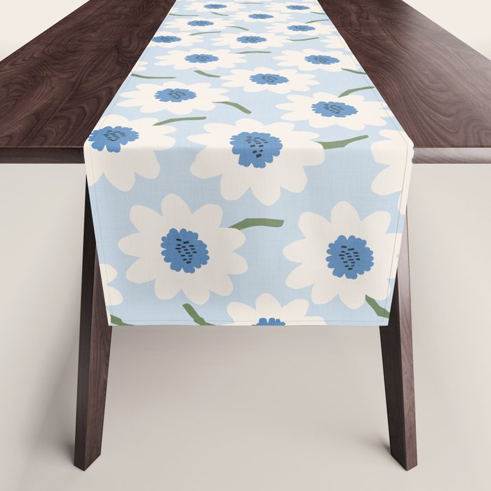 Flower field - charming blue Table Runner Gallery Image 1