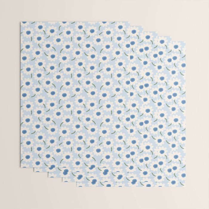Flower field - charming blue Wrapping Paper Gallery Image 3