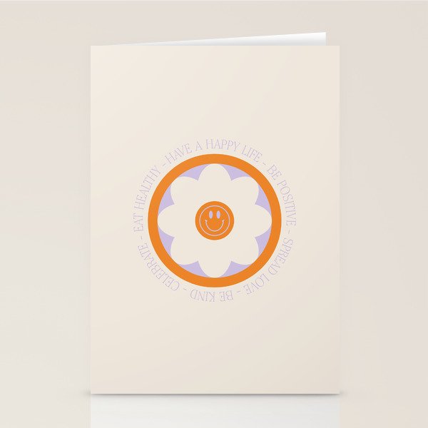 Have a Happy Life Lilac and Orange Stationery Card Gallery Image 2