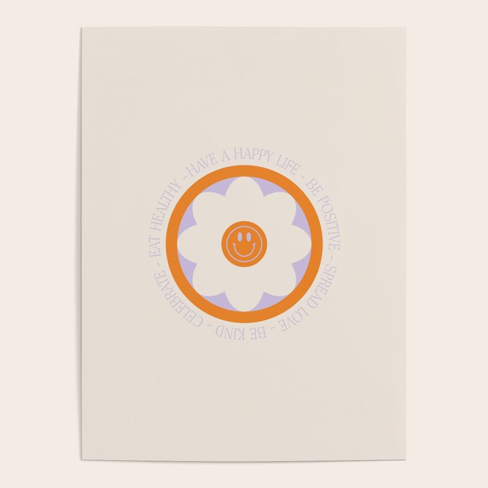 Have a Happy Life Lilac and Orange Poster Gallery Image 4
