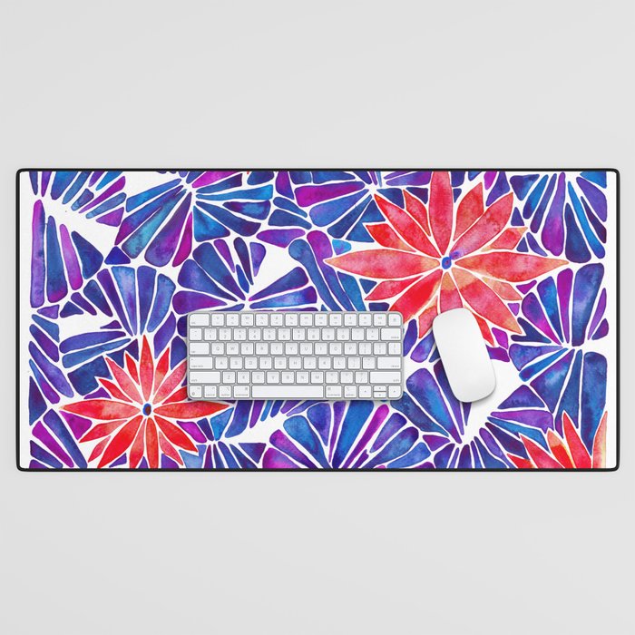 Water Lilies - Indigo & Red Palette Desk Mat Gallery Image 1