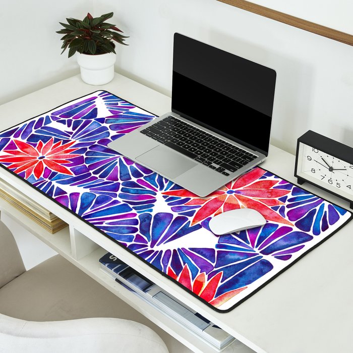 Water Lilies - Indigo & Red Palette Desk Mat Gallery Image 2