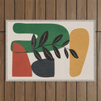 Modern Abstract Minimal Shapes Branches Art 5 Outdoor Rug Gallery Image 1