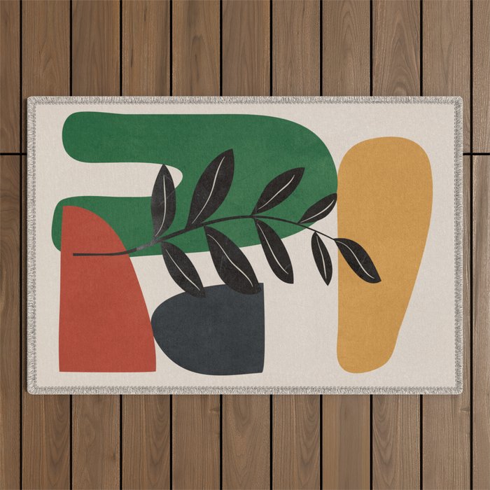 Modern Abstract Minimal Shapes Branches Art 5 Outdoor Rug Gallery Image 1