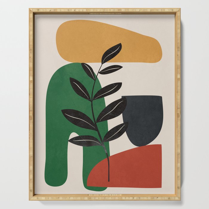 Modern Abstract Minimal Shapes Branches Art 5 Serving Tray Gallery Image 1