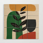 Modern Abstract Minimal Shapes Branches Art 5 Wood Wall Art Gallery Image 1