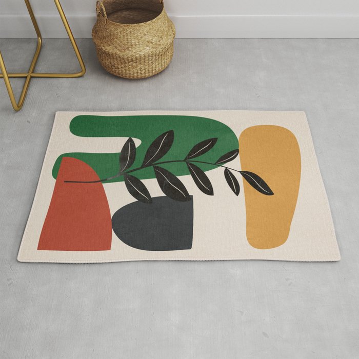 Modern Abstract Minimal Shapes Branches Art 5 Rug Gallery Image 1