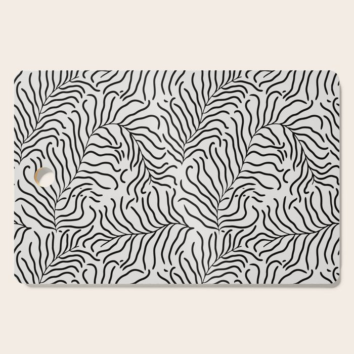 seamless pattern with graphic black leaves Cutting Board Gallery Image 1