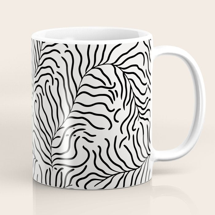 seamless pattern with graphic black leaves Coffee Mug Gallery Image 1
