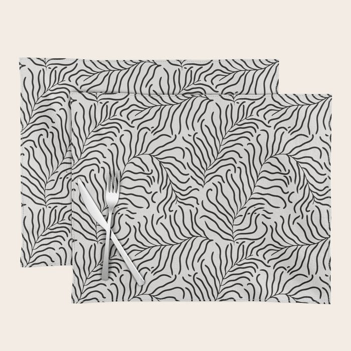 seamless pattern with graphic black leaves Placemat Gallery Image 1