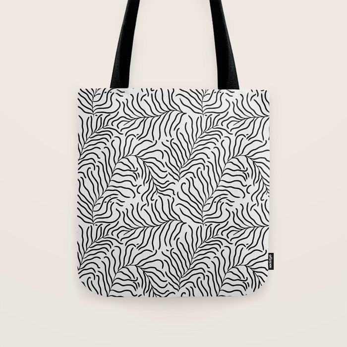 seamless pattern with graphic black leaves Tote Bag Gallery Image 1