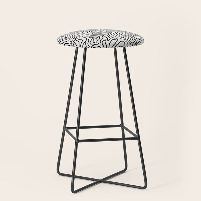 seamless pattern with graphic black leaves Stool Gallery Image 1