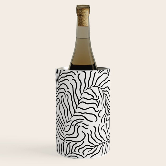 seamless pattern with graphic black leaves Wine Chiller Gallery Image 2