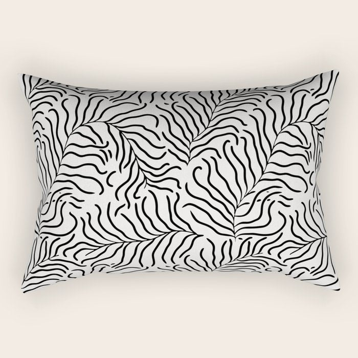 seamless pattern with graphic black leaves Rectangular Pillow Gallery Image 2