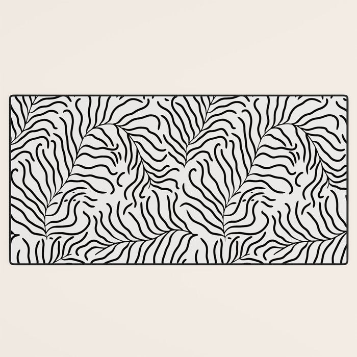 seamless pattern with graphic black leaves Desk Mat Gallery Image 3