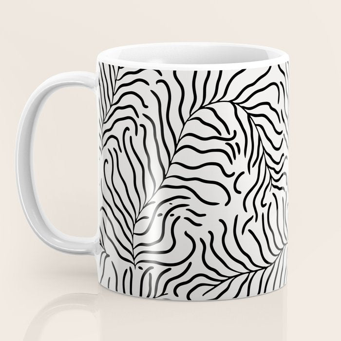 seamless pattern with graphic black leaves Coffee Mug Gallery Image 3