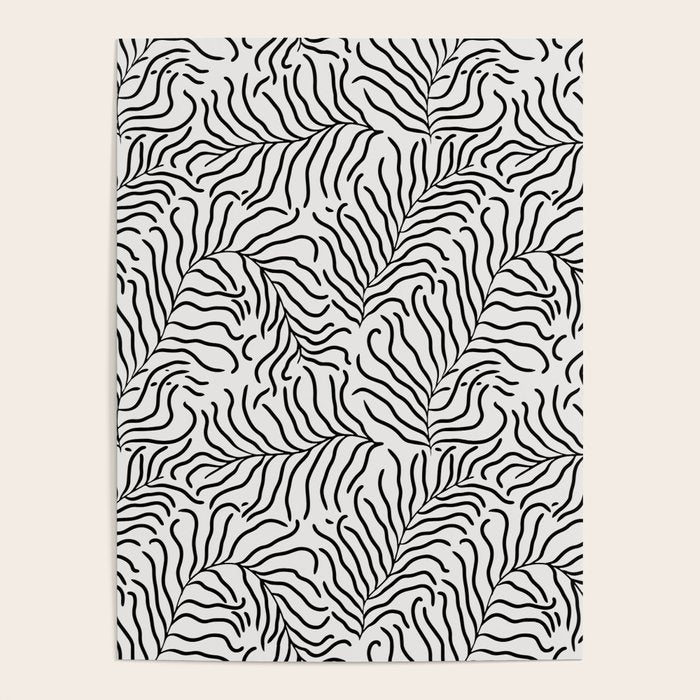 seamless pattern with graphic black leaves Poster Gallery Image 1