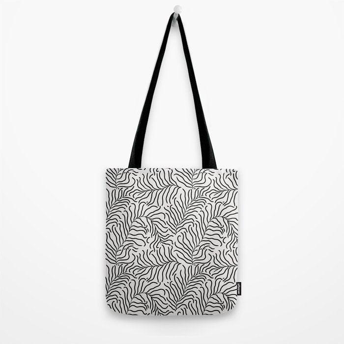 seamless pattern with graphic black leaves Tote Bag Gallery Image 2