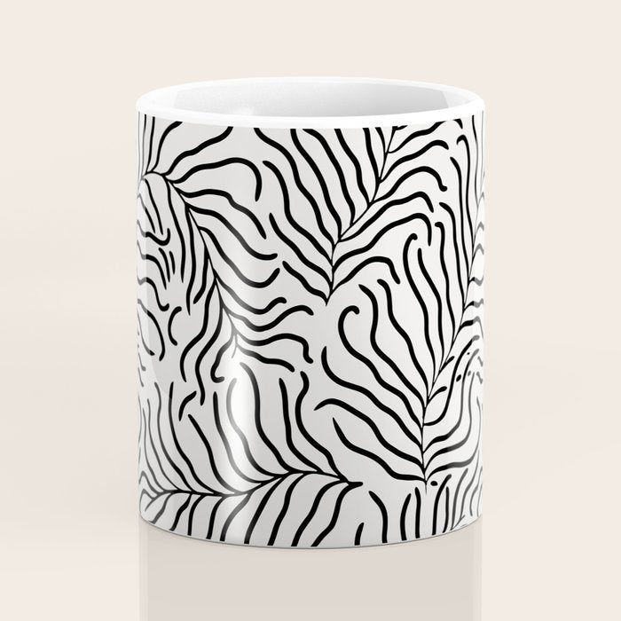 seamless pattern with graphic black leaves Coffee Mug Gallery Image 4