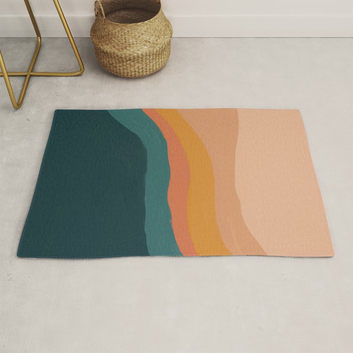 Waves On Sunset Hill | Waves Texture Design Rug Gallery Image 1